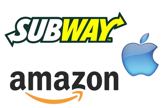 Subway, Apple y Amazon, las marcas con mayor crecimiento en su valor en los últimos años